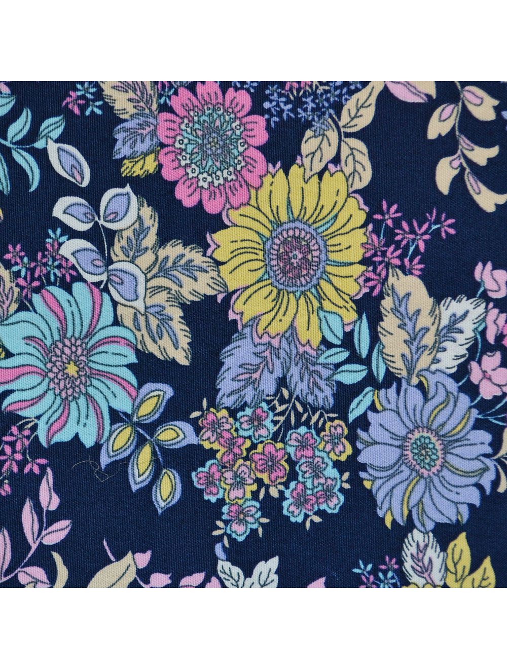 10 Metres Navy & Blue Forest Floral Printed 100% Cotton Poplin Fabric. 