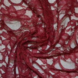 Wine Heavy Corded Lace Fabric 8866