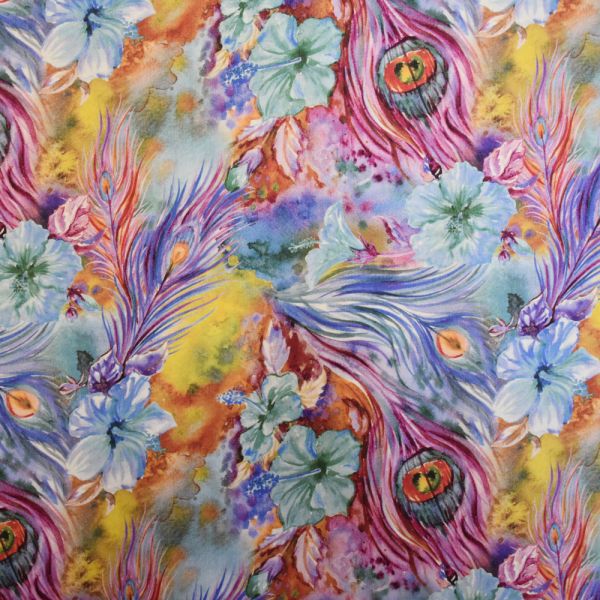 Peacock Jungle Viscose Printed Fabric | Buy Fabric Online | Calico Laine