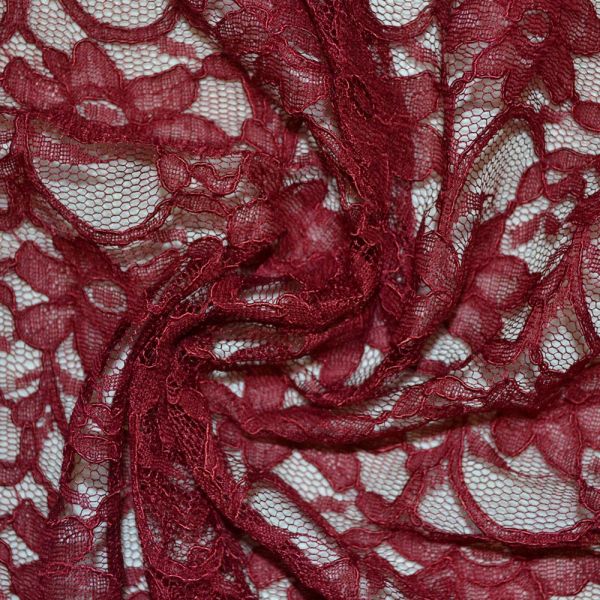 Wine Heavy Corded Lace Fabric, Lace Fabric