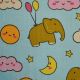 Blue Elephants & Clouds Polycotton Print Fabric (TC42)