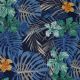 Denim Tropical Ferns Cotton Poplin Fabric