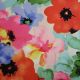 Fuchsia/Blue Flowers Cotton Mix Floral Fabric