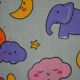 Mint Elephants & Clouds Polycotton Print Fabric (TC42)
